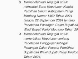 PTTUN Makassar Batalkan Keputusan KPU Parigi Moutong, Pasangan Amrullah-Ibrahim Berpotensi Gunakan Nomor Urut 5 di Pilbup 2024