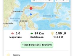 Gempa Magnitudo 6,0 Guncang Pohuwato, Warga Parigi Moutong Ikut Rasakan Getaran