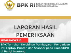 BPK Temukan Kelebihan Pembayaran Pengadaan PC, Laptop, Printer, dan Scanner pada Lima SKPD di Parigi Moutong