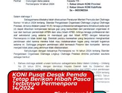 KONI Pusat Desak Pemda Tetap Berikan Hibah Pasca Terbitnya Permenpora 14/2024