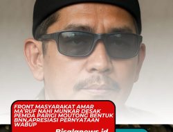 Front Masyarakat Amar Ma’ruf Nahi Munkar Desak Pemda Parigi Moutong Bentuk BNN,Apresiasi Pernyataan Wabup
