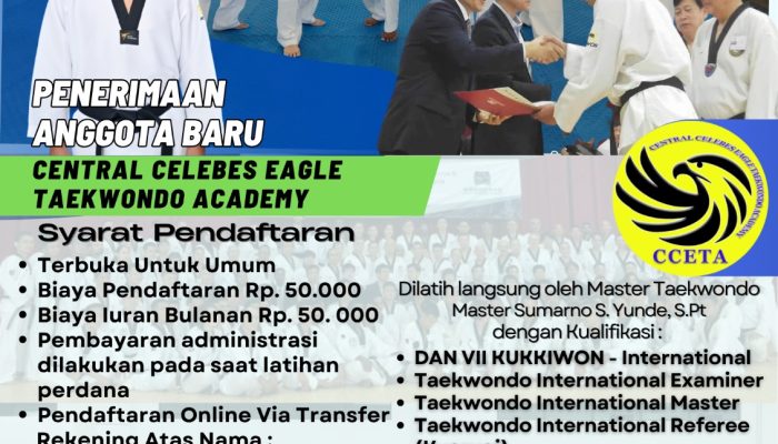 CCETA Buka Pendaftaran Anggota Baru, Siapkan Atlet Taekwondo Berprestasi di Parigi Moutong