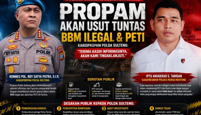 Propam Polda Sulteng Dalami Dugaan Keterlibatan Oknum Polisi, Kasatreskrim Parigi Moutong Sebut Tidak Terlibat