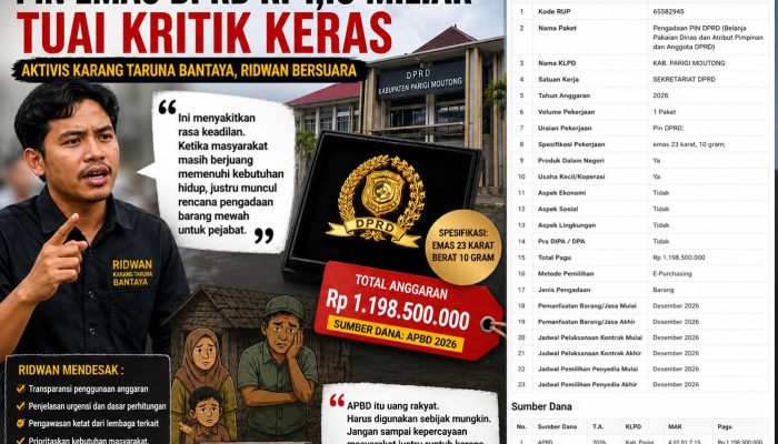 Karang Taruna Bantaya Kritik Pengadaan Pin Emas DPRD Tahun 2026: APBD Bukan untuk Kemewahan Pejabat