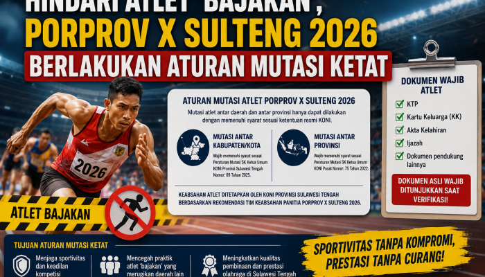 Hindari Atlet ‘Bajakan’, PORPROV X Sulteng 2026 Berlakukan Aturan Mutasi Ketat