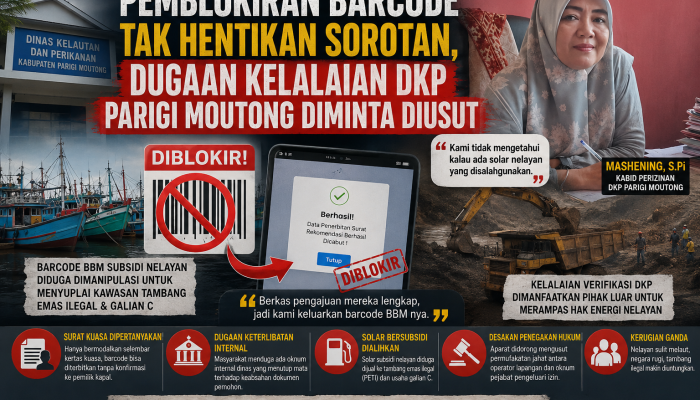 Pemblokiran Barcode Tak Hentikan Sorotan, Dugaan Kelalaian DKP Parigi Moutong Diminta Diusut
