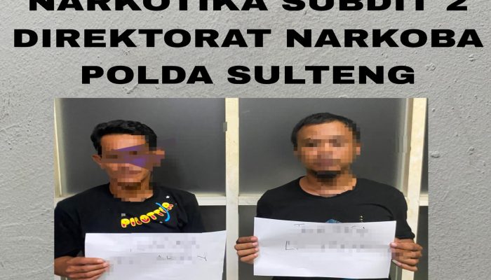 Ditresnarkoba Polda Sulteng Amankan Dua Pria Diduga Bawa Sabu dari Palu Menuju Tinombo