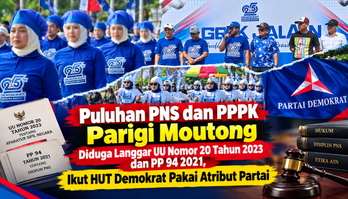 Puluhan PNS dan PPPK Parigi Moutong  Diduga Langgar UU Nomor 20 Tahun 2023 dan PP 94 2021, Ikut HUT Demokrat Pakai Atribut Partai